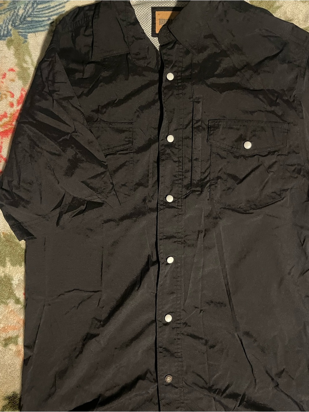 RedHead Men's Black Casual Snap-Front Button Down Shirt